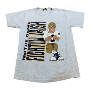 Vintage Notre Dame Irish Football Graphic Tee Shirt Sportswear Streetwear Medium